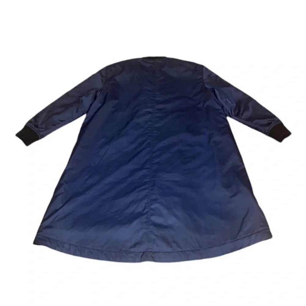 Tory Burch Sport Performance Navy Blue Satin‎ Long Bomber Jacket Coat Medium